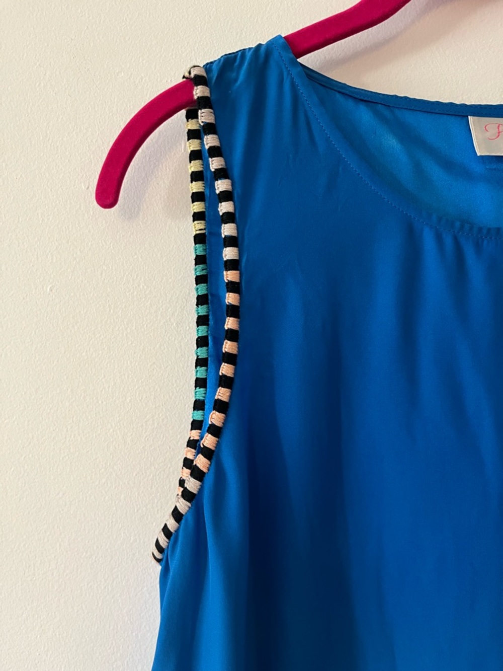 Parker NY 100% Silk Open Back Tank Top Trim Detail Sz S - Picture 4 of 7